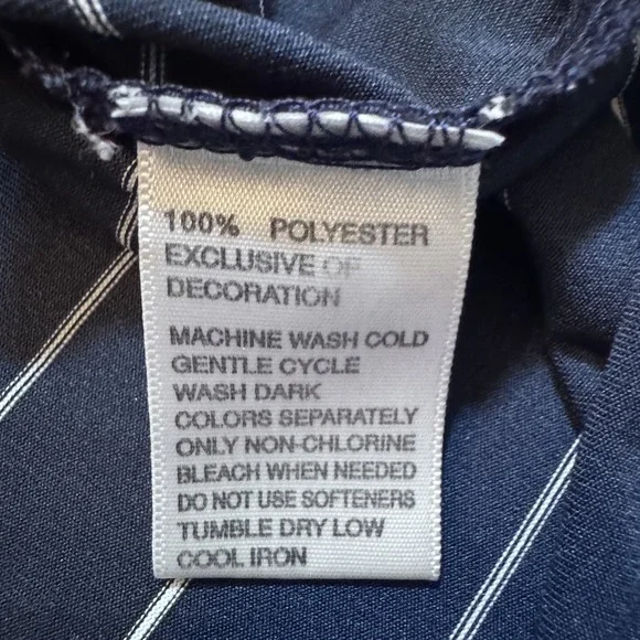 Greg Norman Shirt Mens Large Polo Navy Blue Striped Play Dry Golf Performance - Picture 8 of 9